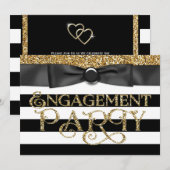 Black and Gold Engagement Party (Zwarte en Gouden  Kaart (Voorkant / Achterkant)