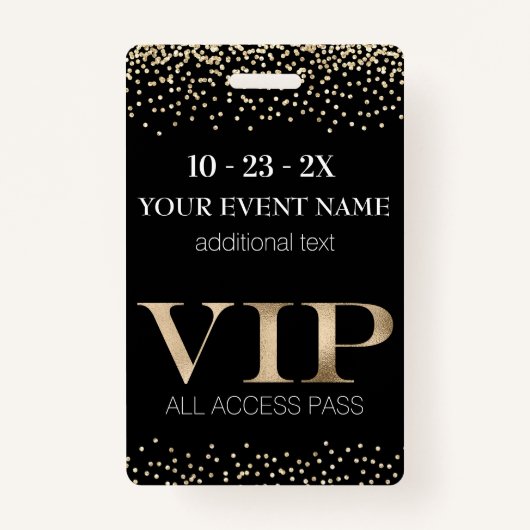 Black and Gold Event VIP Pass Badge (Voorkant)