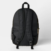 Black and Gold Feather Printed Backpack Bedrukte Rugzak (Achterkant)