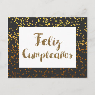 Black and Gold Feliz Cumpleanos Briefkaart