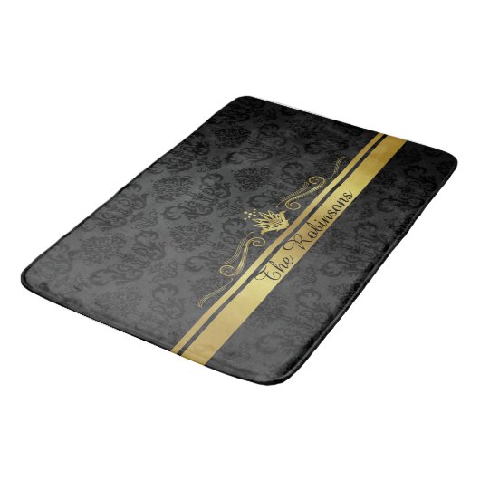 Black and Gold Filigree Bath Mat (Gekanteld)