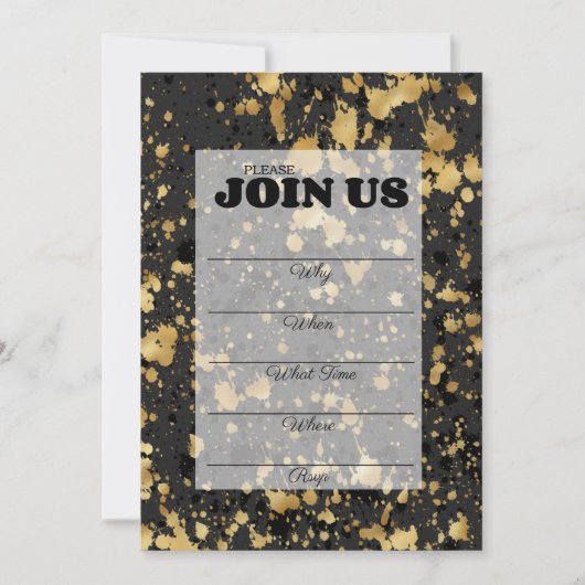 Black and Gold Fill in Multi-Purpose Uitnodiging (Voorkant)