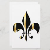 Black and Gold Fleur de Lis Briefpapier (Voorkant / Achterkant)