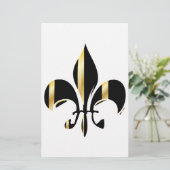 Black and Gold Fleur de Lis Briefpapier (Staand voorkant)
