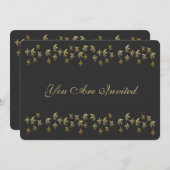 Black and Gold Fleur de Lis Confetti Kaart (Voorkant / Achterkant)