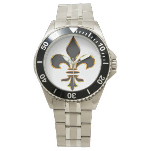 Black and Gold Fleur-de-lis Horloge