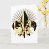 Black and Gold Fleur de Lis Kaart (Gele Bloem)