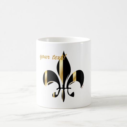 Black and Gold Fleur de Lis Koffiemok (Center)
