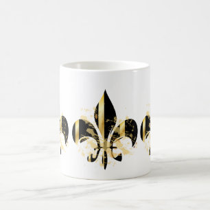 Black and Gold Fleur de Lis Koffiemok