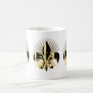Black and Gold Fleur de Lis Koffiemok