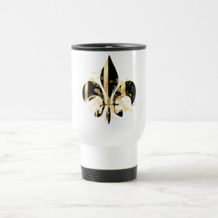 Black and Gold Fleur de Lis Reisbeker
