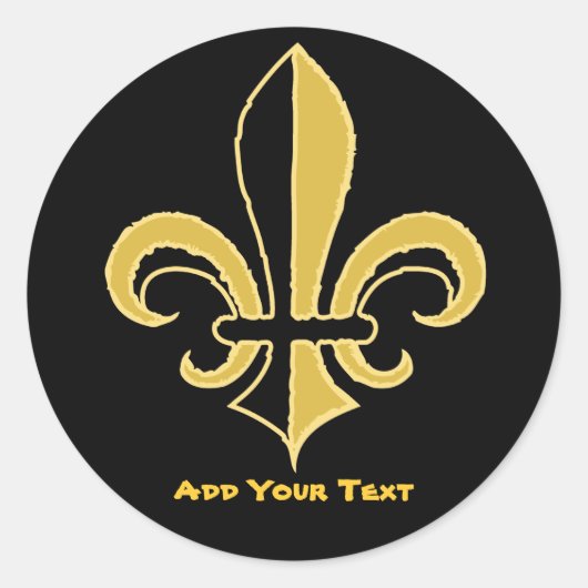 Black and Gold Fleur de lis Ronde Sticker (Voorkant)
