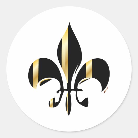 Black and Gold Fleur de Lis Ronde Sticker (Voorkant)