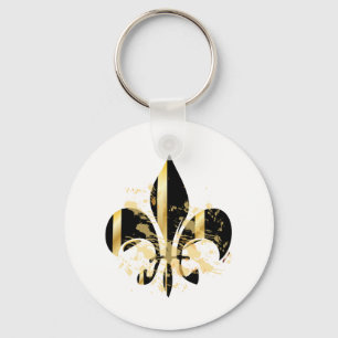Black and Gold Fleur de Lis Sleutelhanger