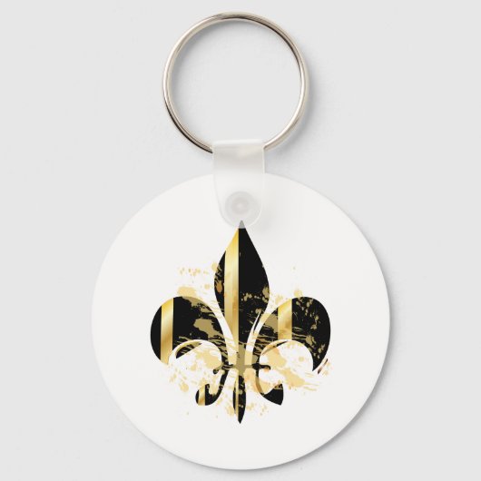 Black and Gold Fleur de Lis Sleutelhanger (Voorkant)