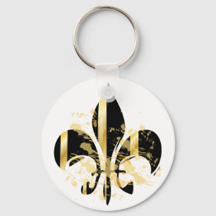 Black and Gold Fleur de Lis Sleutelhanger