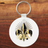 Black and Gold Fleur de Lis Sleutelhanger (Voorkant)