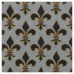 Black and Gold Fleur-de-lis Stof