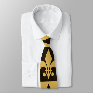 Black and Gold Fleur de lis Stropdas