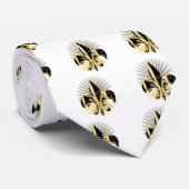 Black and Gold Fleur de Lis Stropdas (Opgerold)