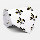 Black and Gold Fleur de Lis Stropdas (Opgerold)
