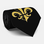 Black and Gold Fleur de lis Stropdas (Opgerold)