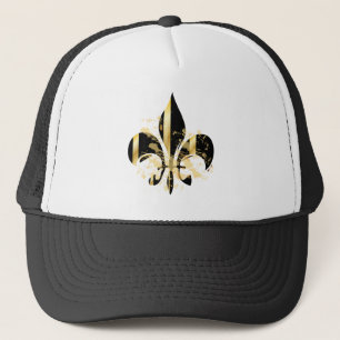 Black and Gold Fleur de Lis Trucker Pet