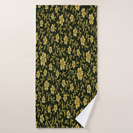 Black and Gold Floral  Badhanddoek (Badhanddoek)