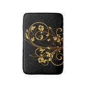 Black and Gold Floral Bath Mat (Voorkant Verticaal)