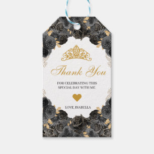 Black and Gold Floral Hartelijk dank voor uw cadea Cadeaulabel