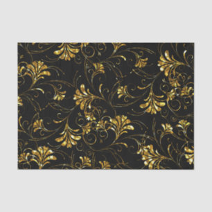 Black and Gold Floral Pattern Tissuepapier
