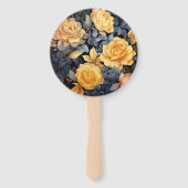 Black and Gold Floral Wedding Handwaaier (Achterkant)