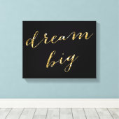 Black and Gold Foil Dream Big Wrapped Canvas 14x11 (Insitu (Houten vloer))