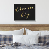Black and Gold Foil Dream Big Wrapped Canvas 14x11 (Insitu (Slaapkamer))