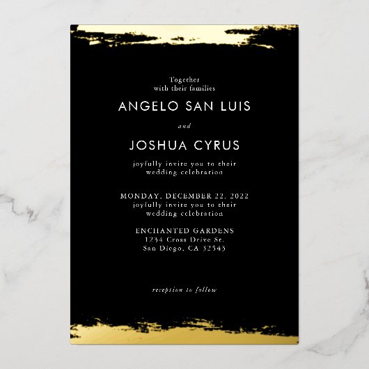 Black and Gold Foil Elegant Wedding Invitation (Recto)