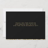 Black and Gold Foil Weddenschap Hartelijk dank Bedankkaart (Achterkant)