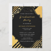 Black and Gold Framed Afstuderen Invitation (Voorkant)