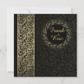 Black and Gold Gay/Lesbienne Faire-part de mariage (Devant)