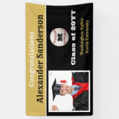Black and Gold Gefeliciteerd Baseball Afstuderen Spandoek (Verticaal)