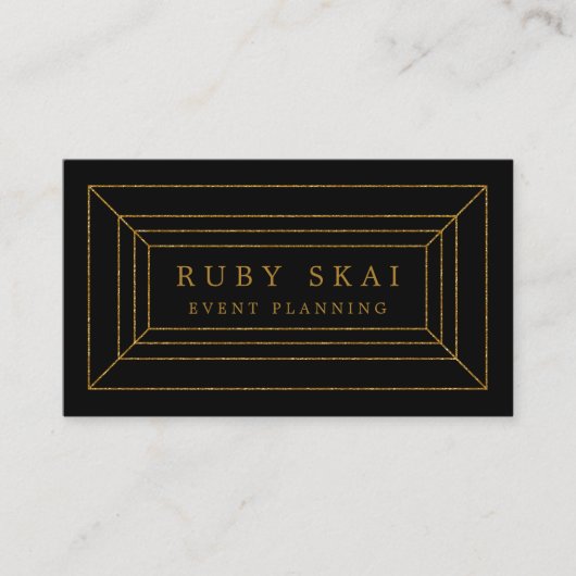 Black and Gold Gemstone Chic Business Card Visitekaartje (Voorkant)