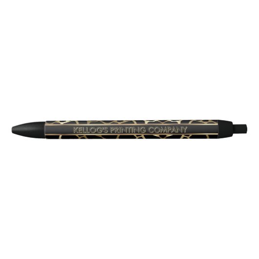 Black and Gold Giraffe Pattern Zwarte Inkt Pen (Voorkant)