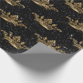 Black and Gold Glam Crown Pattern Cadeaupapier (Hoek)