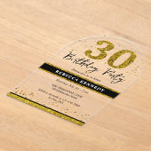 Black and Gold Glitter 30e verjaardag Acryl Uitnodigingen (Laagn)