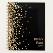Black and Gold Glitter Custom Planner | Name Year (Voorkant)