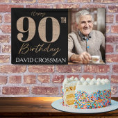 Black and Gold Glitter Numeral 90th Birthday Spandoek