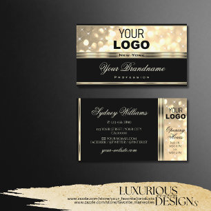 Black and Gold Glitter Sparkle Stars toevoegen Log Visitekaartje