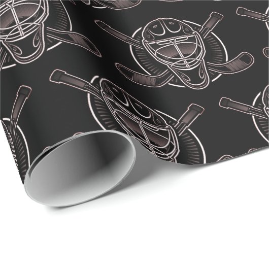 Black and Gold Goalie Mask Cadeaupapier (Rol Hoek)