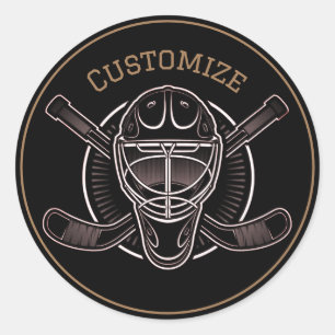 Black and Gold Goalie Mask Ronde Sticker