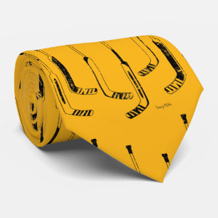 Black and Gold Goalie Sticks Hockey Stropdas