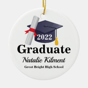Black and Gold Graduation Cap Class of 2022 Photo Keramisch Ornament